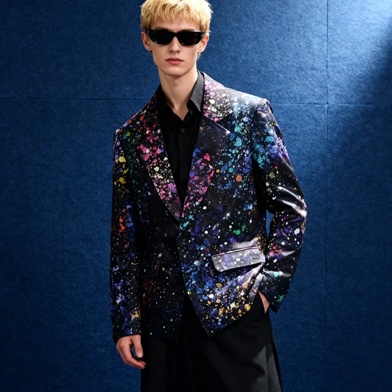 Men'S Ballroom Dance Jackets Colorful Adults Jazz Dance Festival Coat Male Hip Hop Dance Jacket Bar DJ Stage Rave Wear XS10750