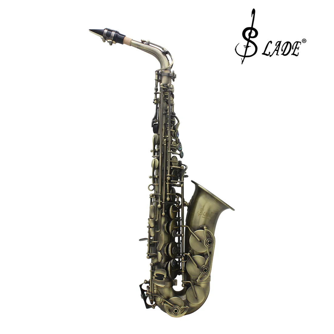 SLADE Eb E شقة ألتو ساكسفون العتيقة الأخضر النحاس ساكس ساكسفون آلات الموسيقى آلات النفخ مع قفازات اكسسوارات مجموعات #4