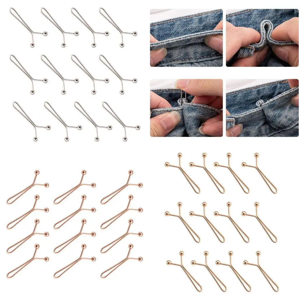 

39BD Jeans Fastening Buckles Metal Adjustable Tighten Button for Loose Pants Jeans Waist Tightener Pin