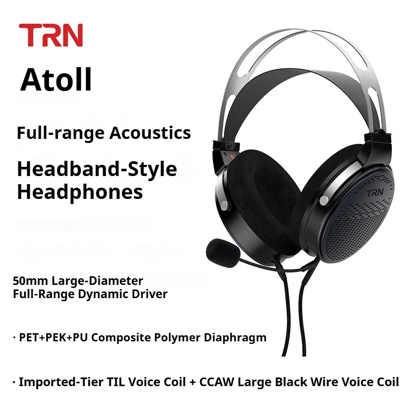 TRN Atoll Open Back Headphones Wired Over Ear Large Dynamic Driver Monitor Headset For Gaming Music