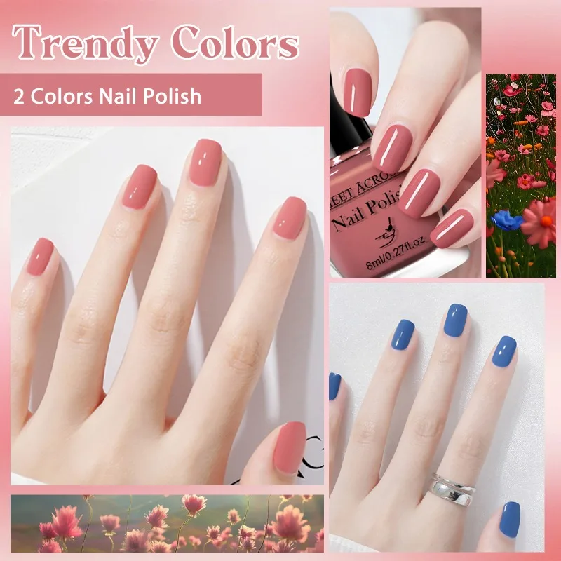 2 قطعة/المجموعة 8 مللي النبيذ الأحمر الوردي مسمار البولندية NoWipe الأعلى نقع قبالة الأشعة فوق البنفسجية LED مسمار ورنيش بريق اللون ملصقات الأظافر مجموعة مستلزمات الأظافر #4