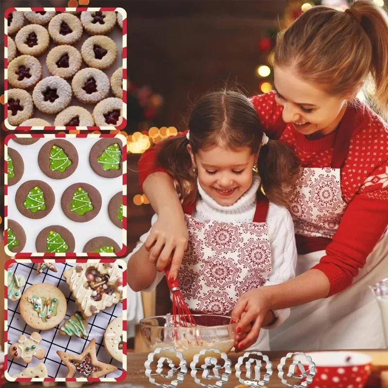 Christmas Cookie Cutters and Stamps Metal Mini Xmas Tree Gingerbread Snowflake Shape Fondant Biscuit Mould Baking supplies