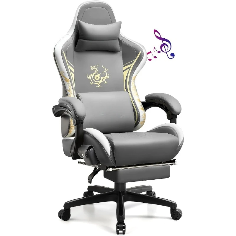 Gaming Chair with Bluetooth Speakers and Footrest Dragon Series Video Game Heavy Duty Ergonomic  Esports Gaming