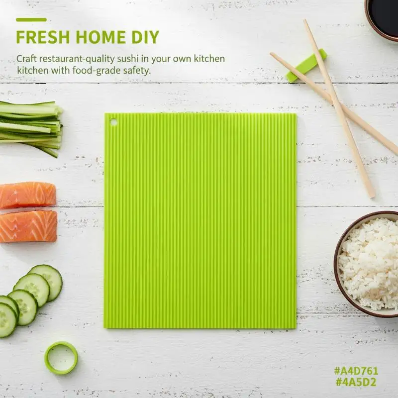 Silicone Hand Roll Sushi Rolling Curtain Bamboo Imitation Japanese Sushi Rolling Tool Easy To Clean No Mildew Sushi Mat Portable
