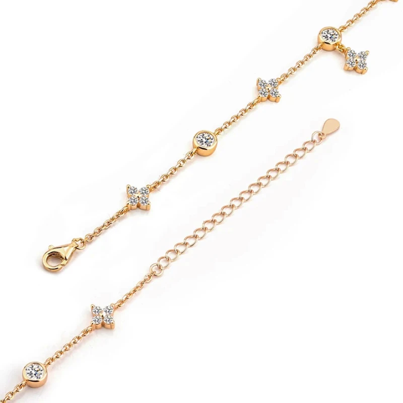 Iced Moissanite Clover Bracelet Rose Gold Plated 925 Sterling Silver D Color Diamond Flower Bubble Bracelets Bangle Pass Tester