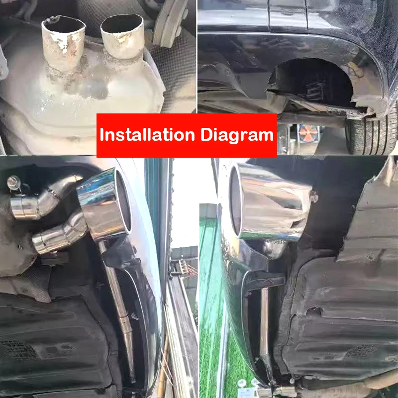 Car Exhaust Parts For Mercedes-Benz W204 C180 C200 C260 Upgrade C300 Dual Outlet Tailpipe Muffler Exhaust System