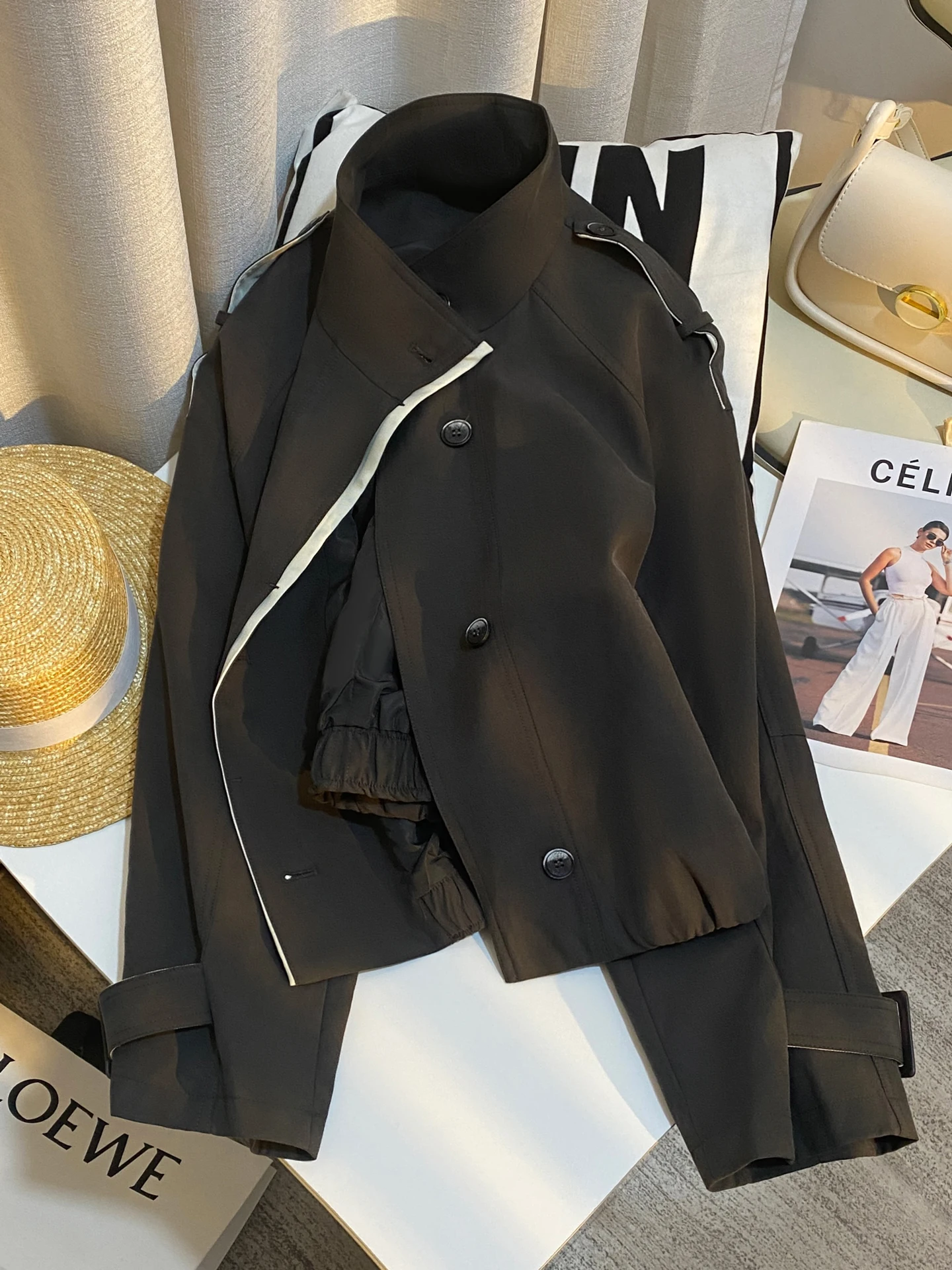 

Ретро-куртка для женщин с воротником-стойкой, повседневная, весенняя, новинка, высококачественная, модная, маленького размера