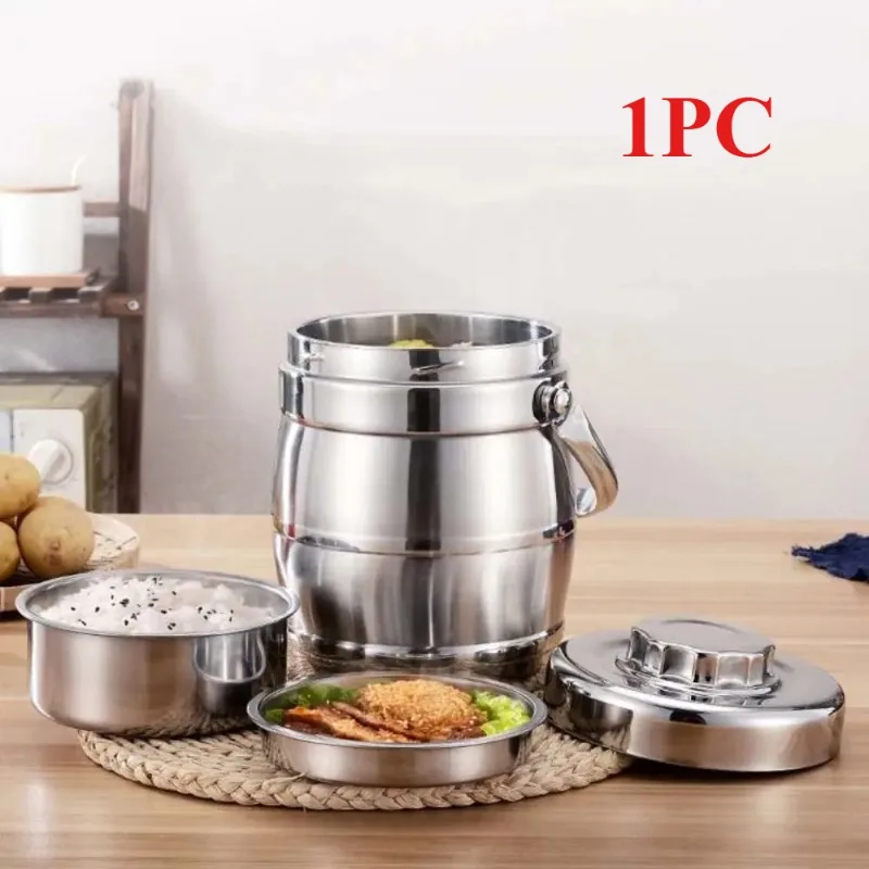 Pot de nourriture thermos en acier inoxydable de grande capacité-boîte à déjeuner thermique étanche à poignée pliable, Pot isolé Durable pour les travailleurs