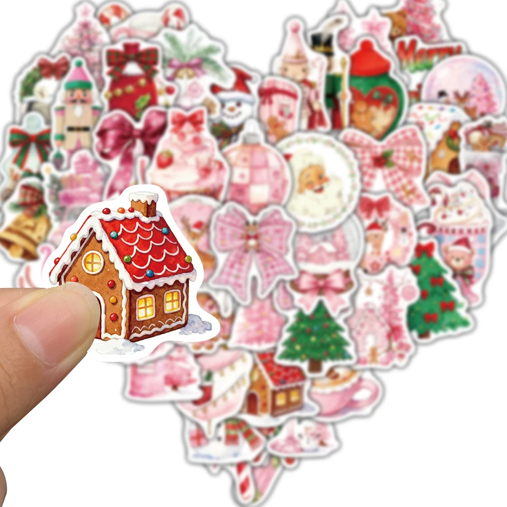 50/100PCS Pink Christmas Stickers Bicycle Coffee Phone Graffiti Y2K Fashion Motorcycle Room Streetwear Style Suitcase Sticker