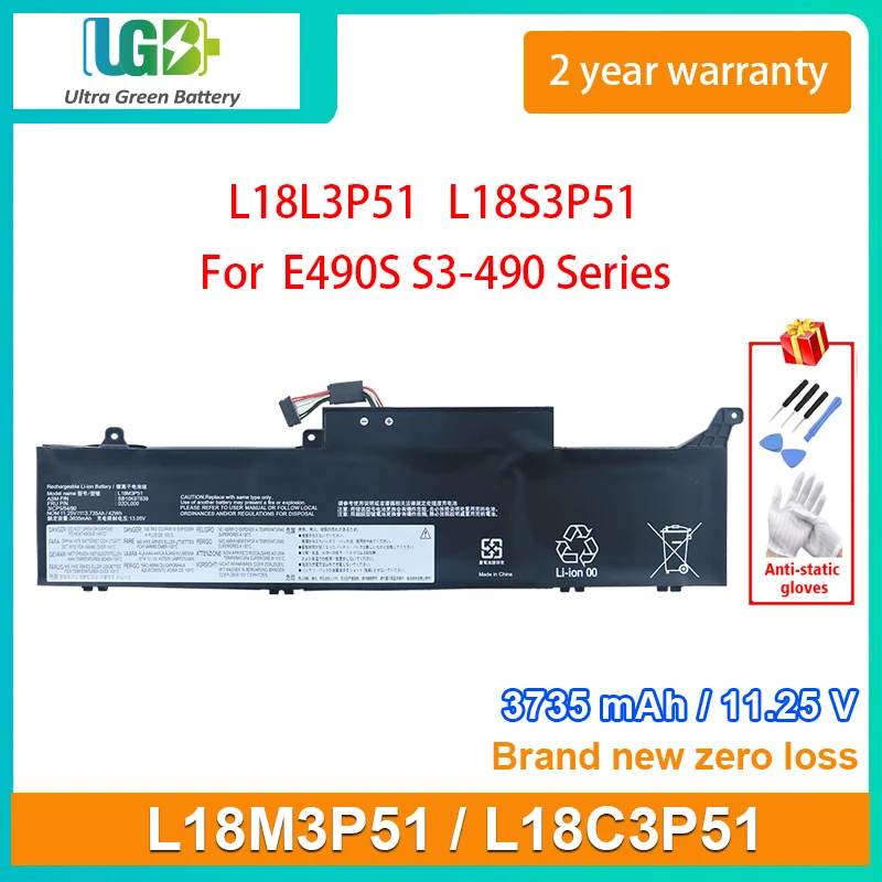 

UGB New L18M3P51 Laptop Battery For Lenovo ThinkPad E490S S3-490 L18L3P51 L18S3P51 L18C3P51 SB10K97640 02DL002 L18M3P52