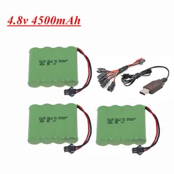 Akumulator NiMH 4,8 V 4500 mAh + Ładowarka Zestawy do zabawek Rc Samochody Czołgi Roboty Pistolety 4 * AA 4,8 V Akumulator do łodzi RC