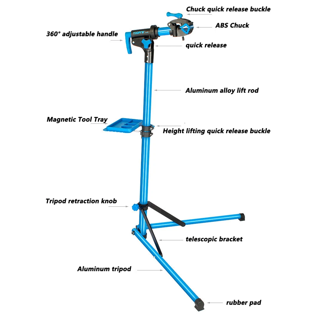 Bike Repair Stand MTB Road Bike High Strength Aluminum Alloy Maintenance Rack With Tool Tray Adjustable Foldable Storage Display