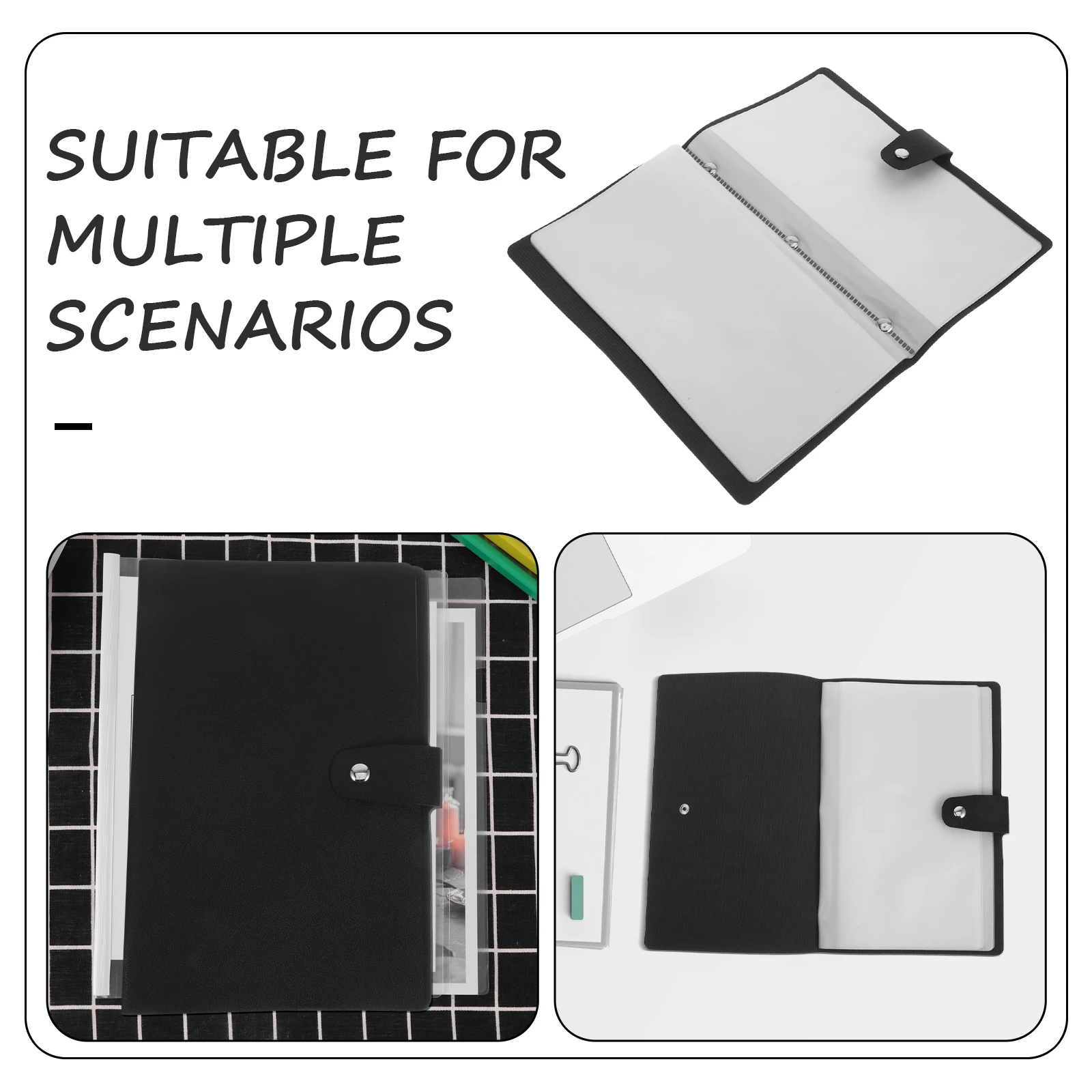

1pc Black File Book Folder Bill Album Invoice Office Supply Office Supply Plastic Invoice Album Portable Plastic Container