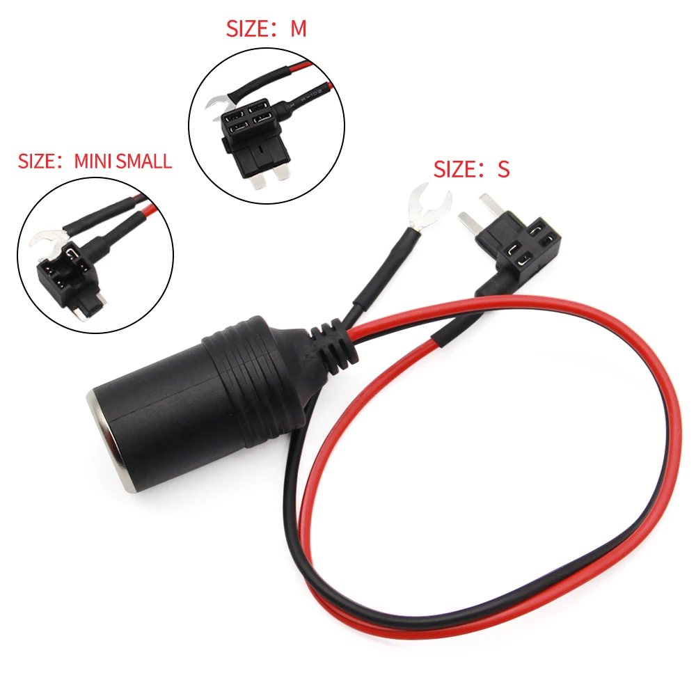 1PCS Pure Copper Car Cigarette Lighter Charger Cable Female Socket Plug Connector Adapter Cable Fuse