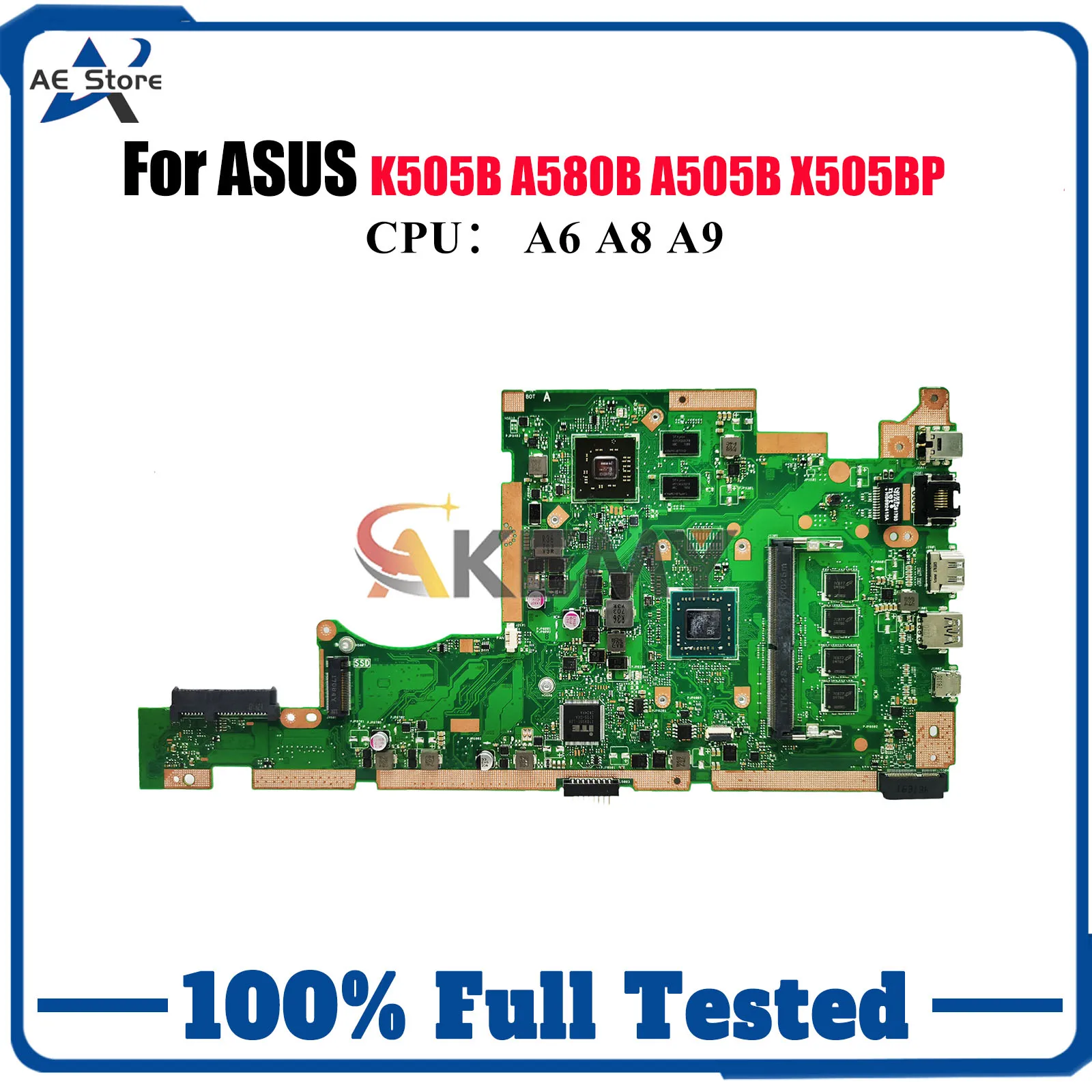

X505BP Laptop Motherboard For ASUS VivoBook K505B A580B A505B V505B X505BP X505B Mainboard With A6 A8 A9 CPU 100% tests OK stk