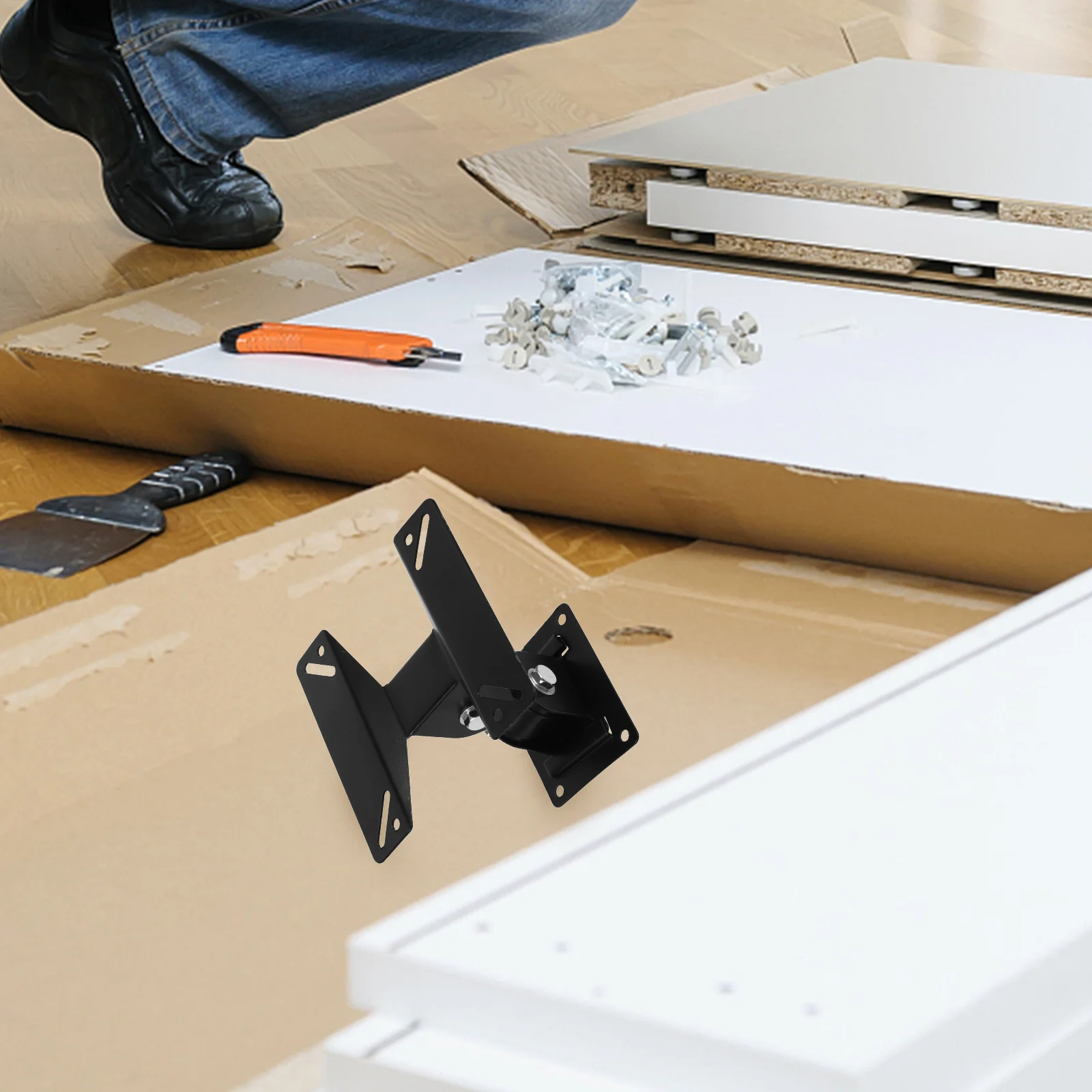 

5pcs 5 Sets Monitor Bracket Mount Circular Mirror Support Mounting Brackets for Living Room Black Display Small Floating Shelf