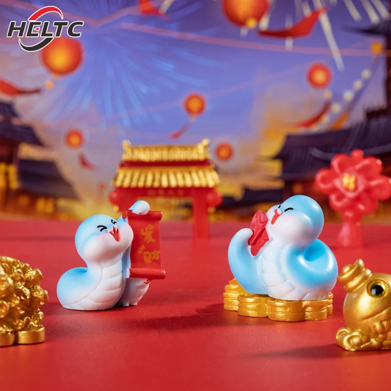 2025 New Year Figurines Miniatures Cartoon Blue Snake Micro Landscape Ornaments For Home Decorations Room Decor Desk Accessories