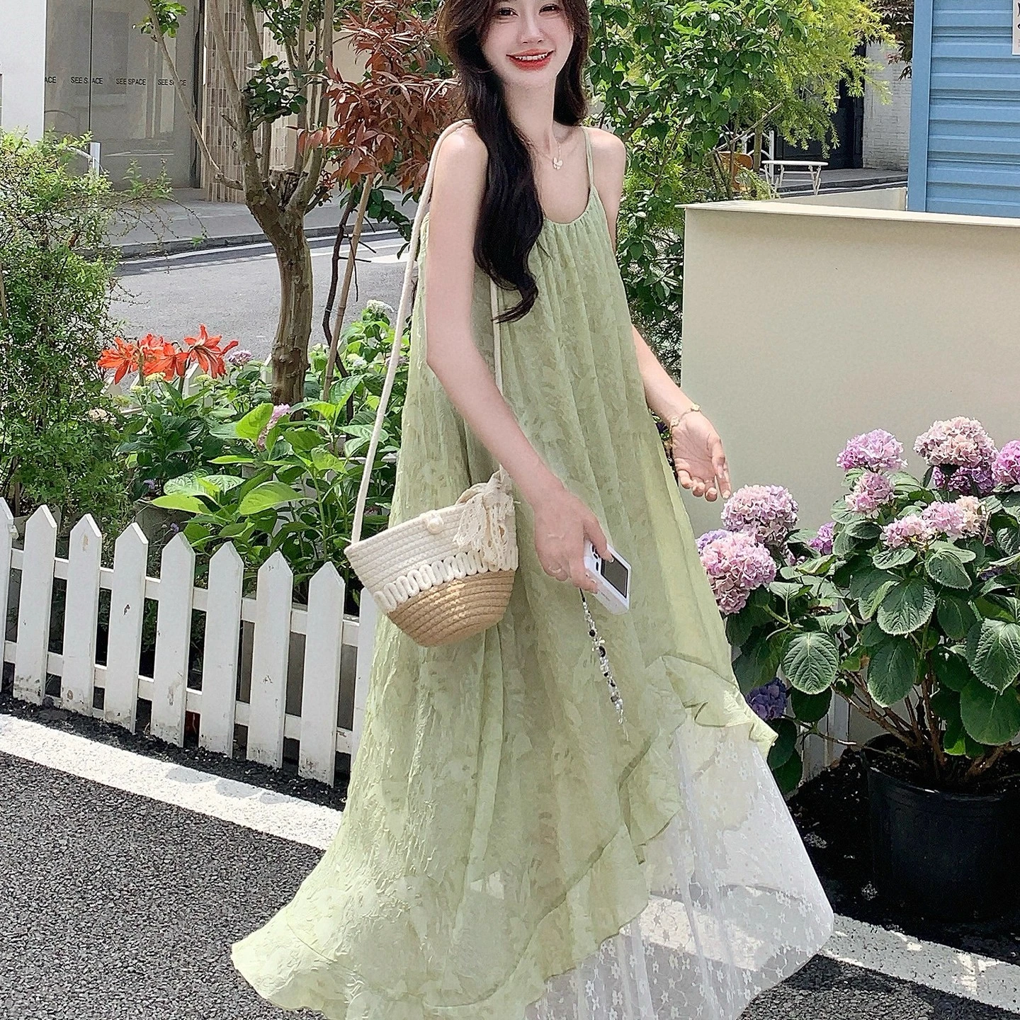 Unique Beautiful Floral Print Chiffon Maxi Dress Women's Summer 2025 New Style Holiday Vibes Spliced Strapless Gown