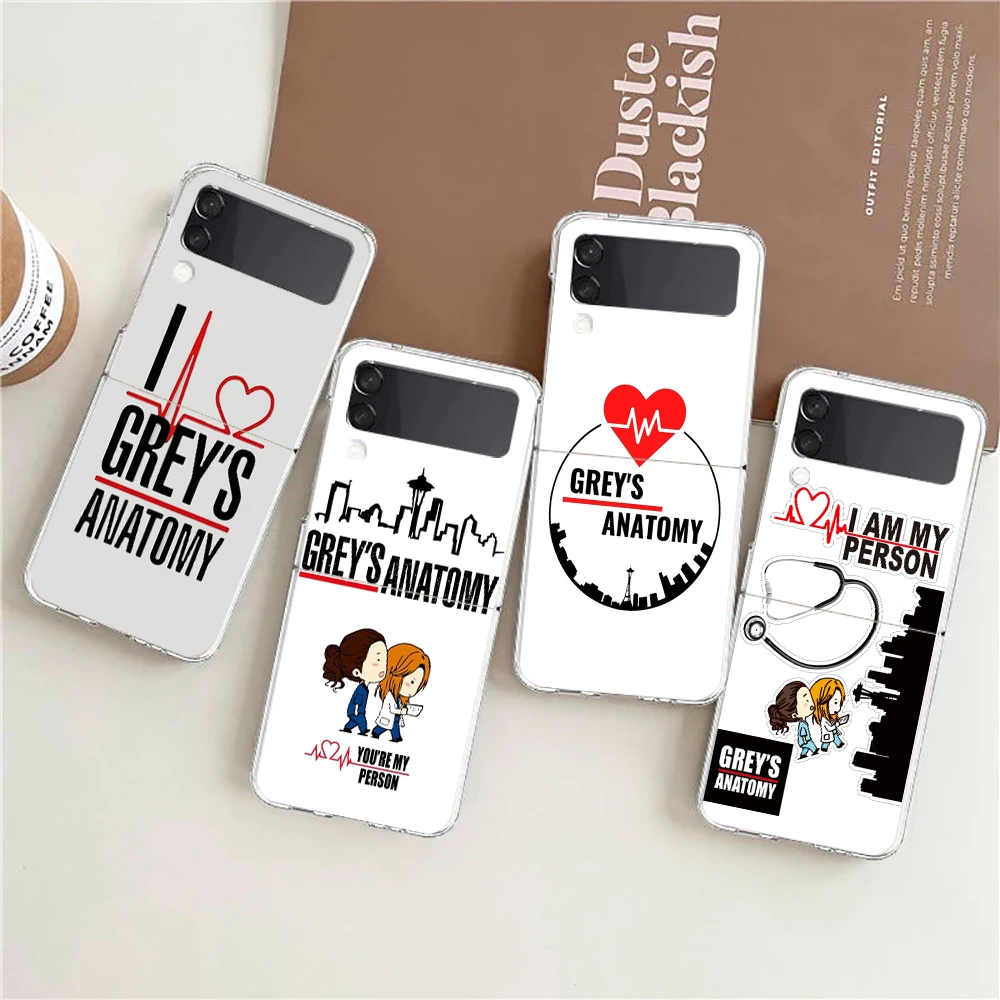 Greys anatomia você é minha pessoa caso de telefone para samsung galaxy z flip 3 4 5 duro dobrável claro pc para samsung z flip 6 capa traseira
