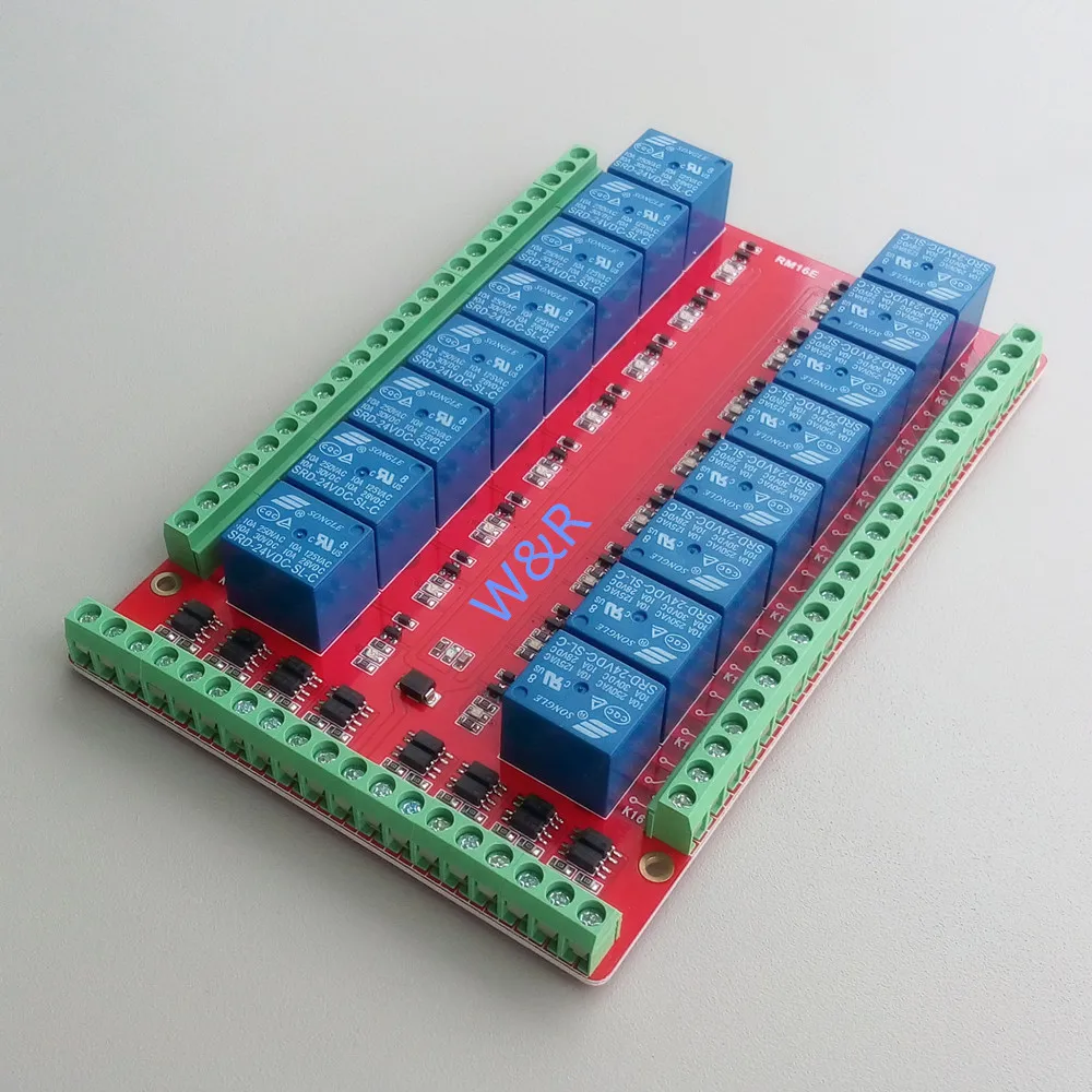 

Isolated 16-way Relay Control Module / Expansion Template / High / Low Level Trigger / 5V/12V/24V