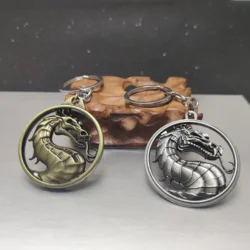 Fashion Vintage Game Mortal Kombat Keychain Dragon Totem Alloy Adornment Holder Gift for Men Car Key Accessories