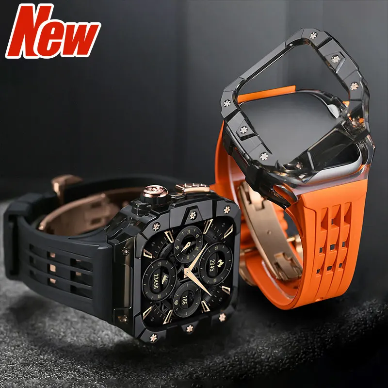 High Quality Case+Silicone Strap Modification Kit For Apple Watch S11 10 46mm Drop Resistant Case+ Band for iWatch S10 11 46mm