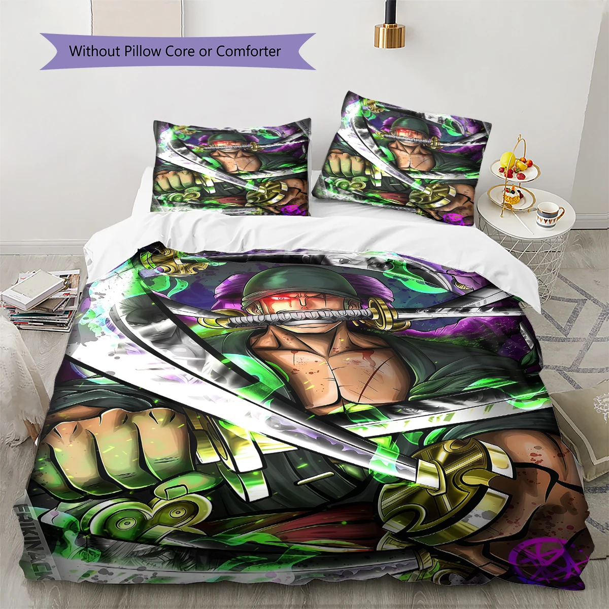 One Piece Roronoa Zoro Duvet Cover - Soft Comfortable, Children Bedding Gift, Extra Large Different Sizes -HE106