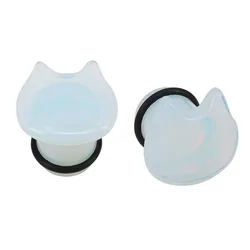 1PC Cute Cat Natural Organic Stone Ear Plug Single Flare Ear Tunnel Gauge Stretched Ear Expander Piercing 6-16mm