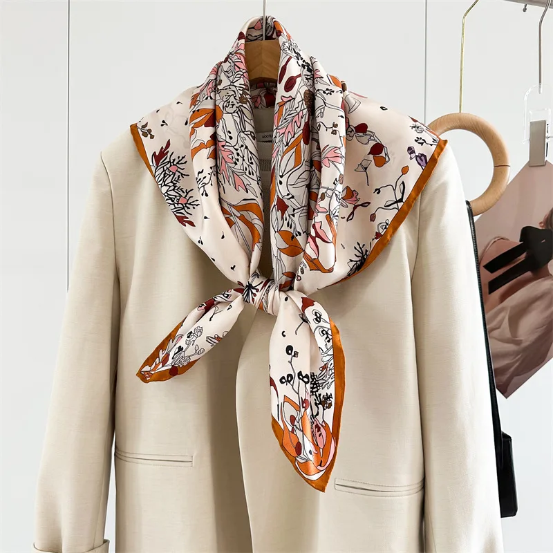 90 سنتيمتر وشاح حريري النساء ساحة عصابات Hems توالت شالات الملابس والاكسسوارات الشعر حزام حقيبة الديكور عيد الحب عاشق هدية