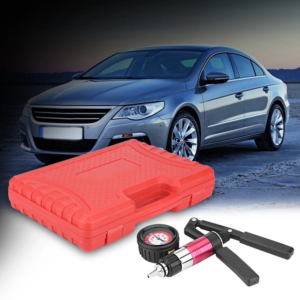 

Auto Hnad Held Vacuum Pump Pressure Tester Kit Brake Bleeder Test Tool Set with Adapters