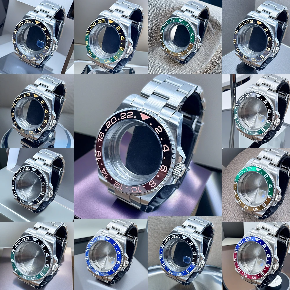 

40mm Sapphire Watch Box Men Titanium GMT Bezel Red Green Black Fit Miyota 8215 NH34 NH35 NH36 Dial Movement