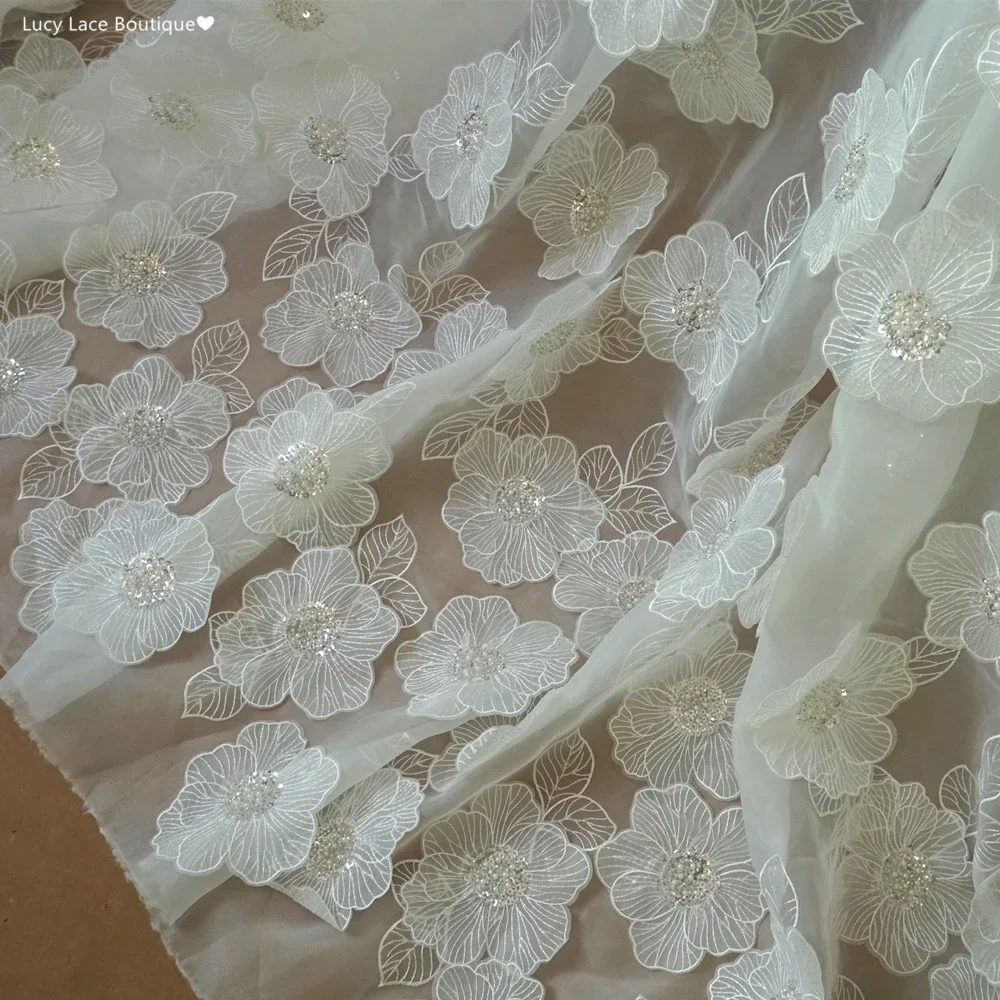 

2023, белое бисерное кружево, 2D аппликации, кружевные швейные материалы, лоскутное шитье, домашняя работа, сделай сам, органза, швейцарское роскошное кружево, ткани высокого качества