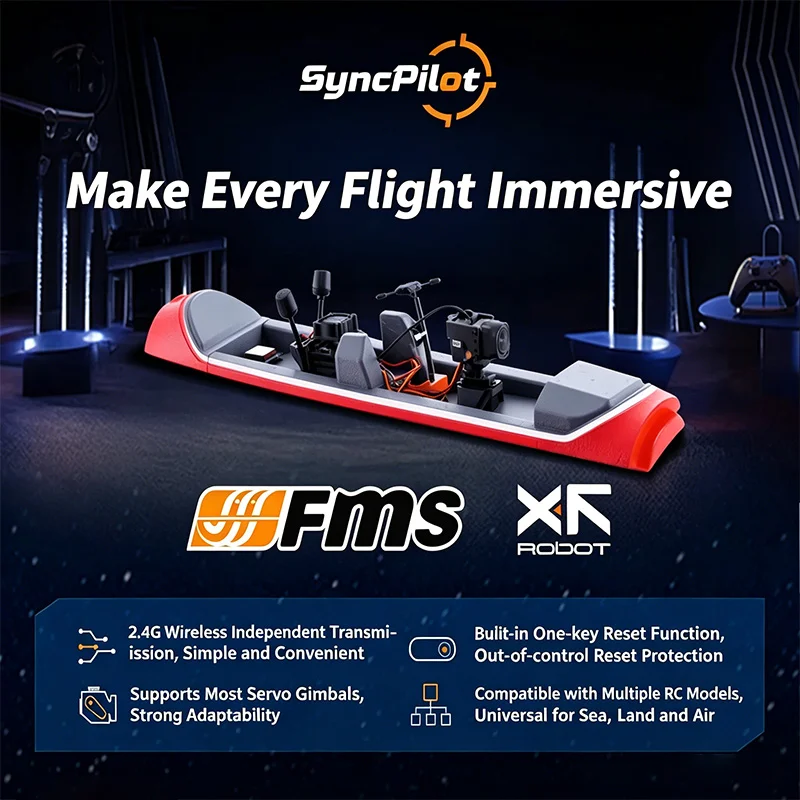 FMS Model Aircraft FPV Syncpilot Headtracker Set Dual-Axis Servo Gimbal Image Transmission Base Head Tracking System