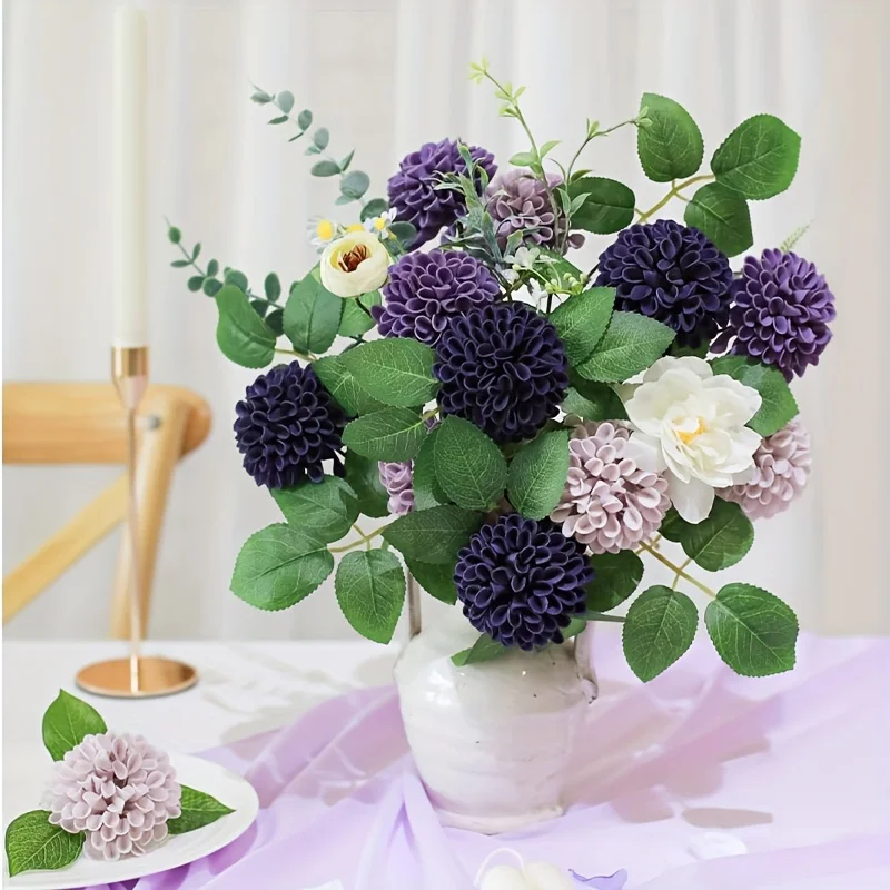 Artificial Wedding Dahlia Flowers 25 pcs Fake Roses with Stem for DIY Wedding Decor Centerpieces Arrangements Bouquets
