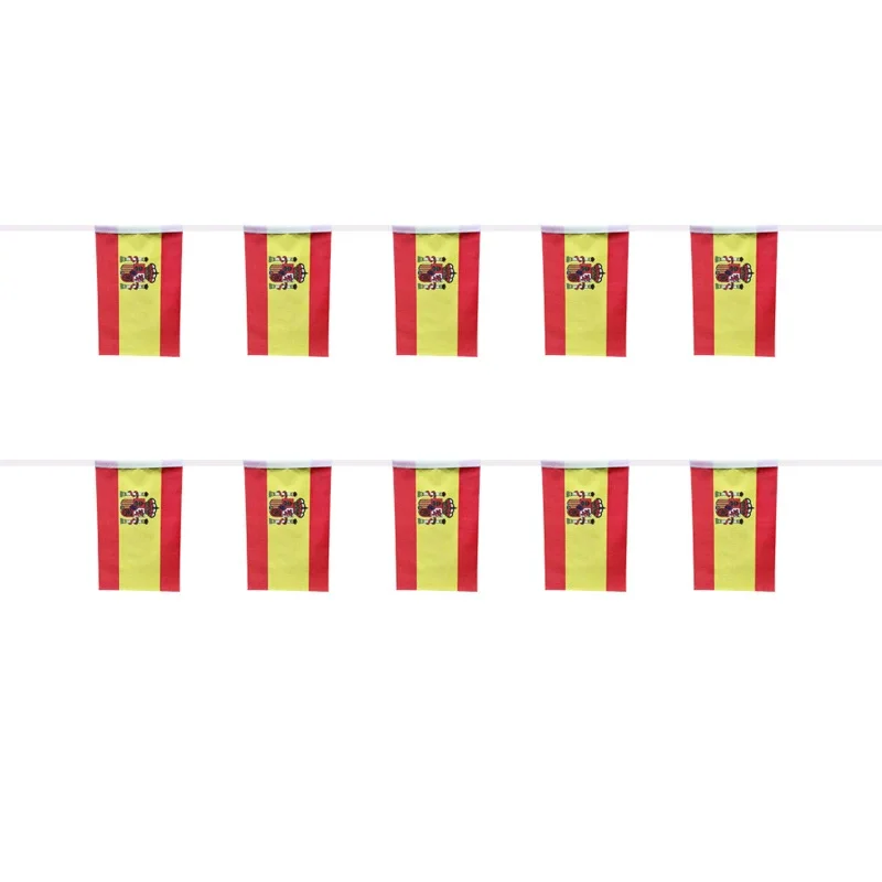 Spain bunting flags 14x21cm 20pcs/lot spain String flags Pennant Banner for Festival Party decoration