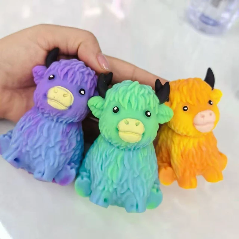 Scottish Highland Cow Slow Bounce Sensory Soft Toy Popular New Products Cheese Squeezing Stress‑Relieving Toy Stress Relief Gift