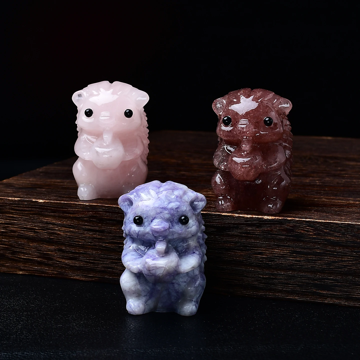 Natural White Crystal Hedgehog Figurine, Carved From Raw Stone, for Home, Living Room, Office Desk Oranment.