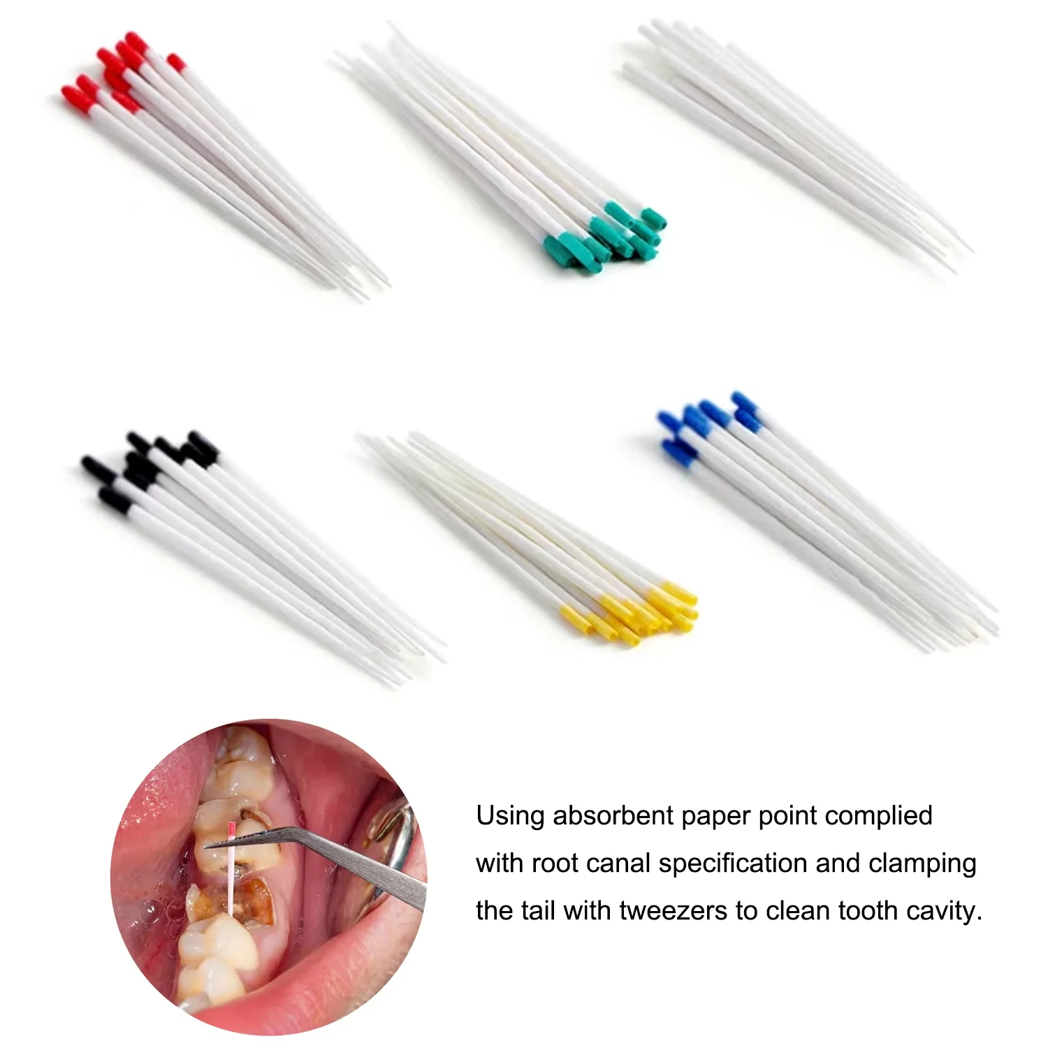 Dental Absorbent Paper Points Taper 06 15#-40# Endodontics Treatment Consumables Absorbent Dental Pure Cotton Fiber Paper