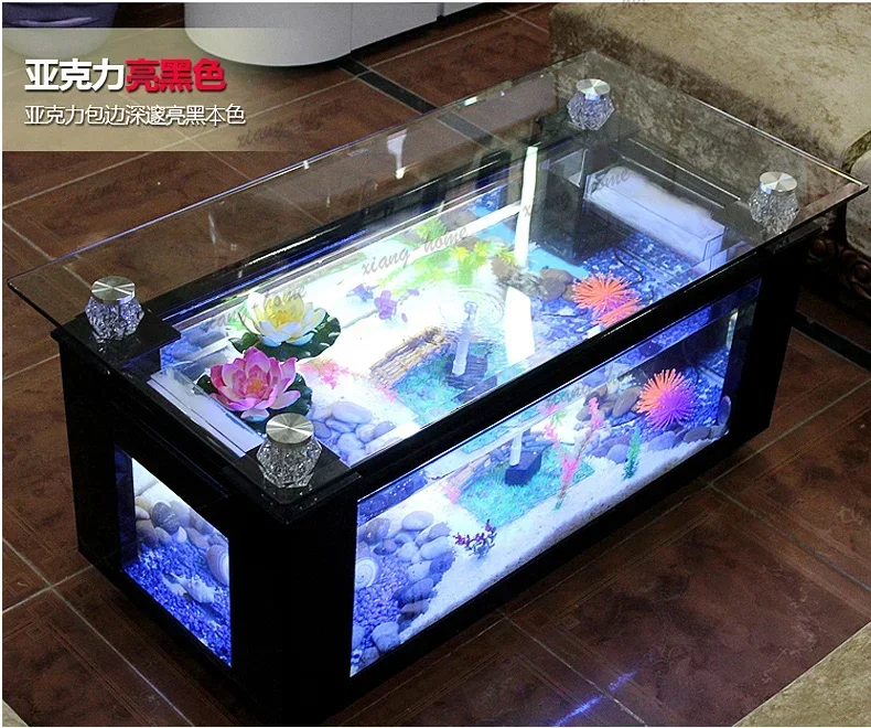 FG Water-free rectangular coffee table fish tank living room ecological glass aquarium creative turtle tank