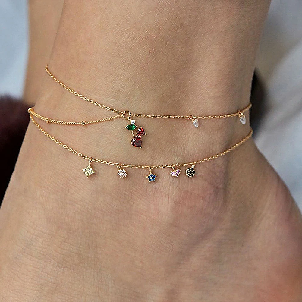 

Cherry Anklet Women Bracelet Delicate Wrist Chain Adjustable Lady Bracelet Premium Material Unique Design Suitable Daily Wear