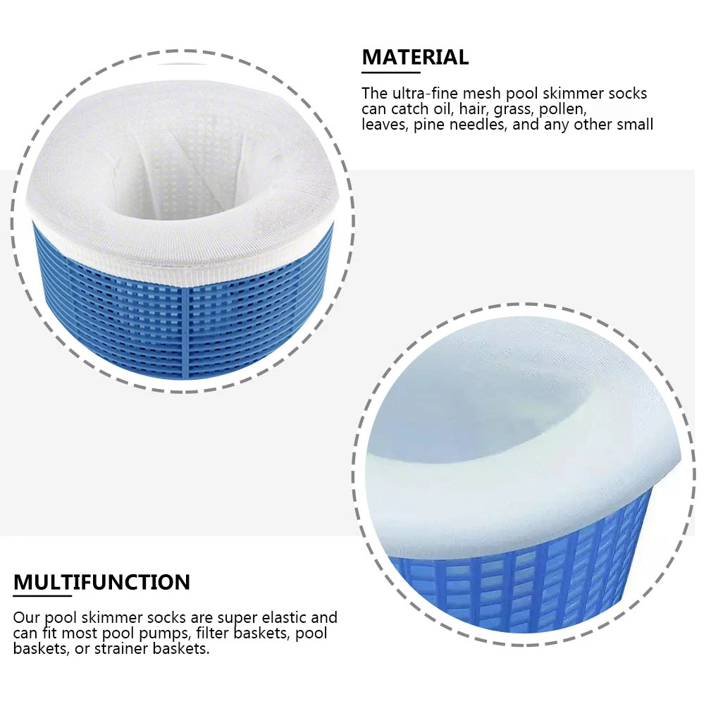 

6 Pcs Pool Filter Socks Ultra Fine Elastic Nylon Strainer for Swimming Pool Skimmer Basket Cleaner Spa Debris Catcher Outdoor