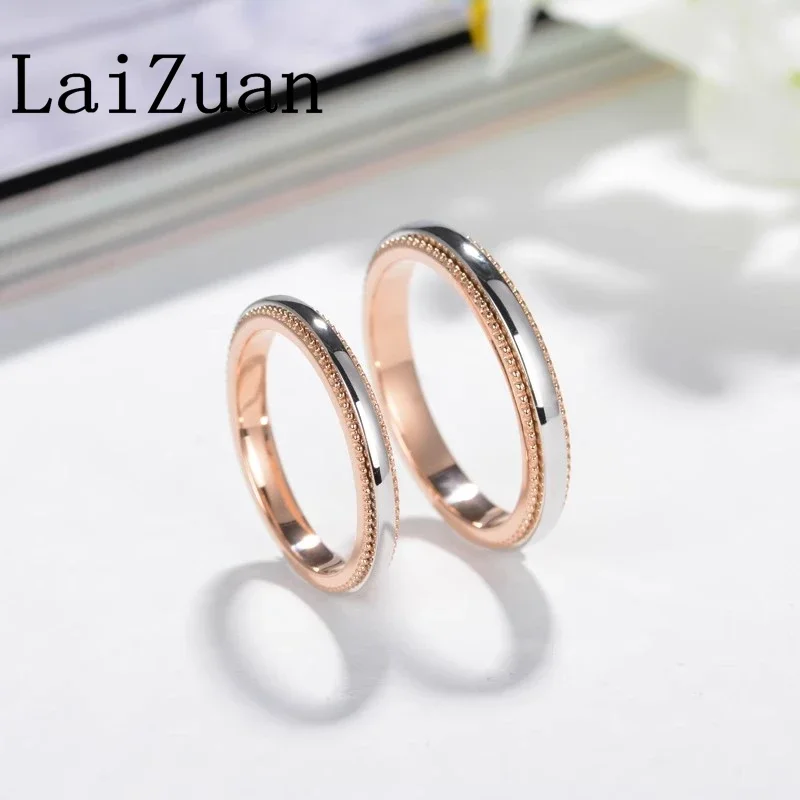 

LaiZuan однотонное обручальное кольцо из розового + белого золота 18 карат для женщин и мужчин, обручальное кольцо для пары, ювелирные изделия на заказ, роскошные