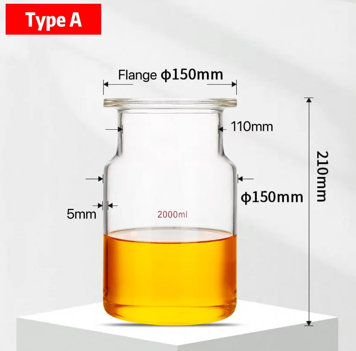 2000mL Flat /Round Bottom Glass Open Reactor Flask, Single-layer Glass Reactor With Flat Bottom And Round Bottom-Pomex