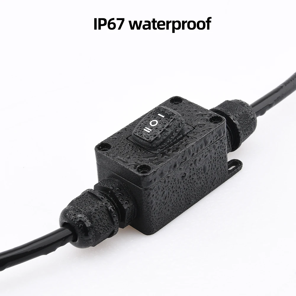 (1 PC) IP65 Waterproof 10A Heavy Duty Large Current Inline Cable On/Off Switch Max AC3~220V LED Indicator Dustproof Oil Proof