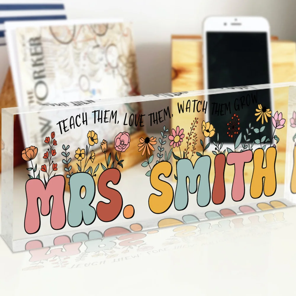 قطعة واحدة من زخرفة سطح المكتب PMMA المخصصة - نص شخصي، لطيف وشفاف، منقوش بالليزر، DIY، هدايا مثالية للمراهقين والاستخدام اليومي