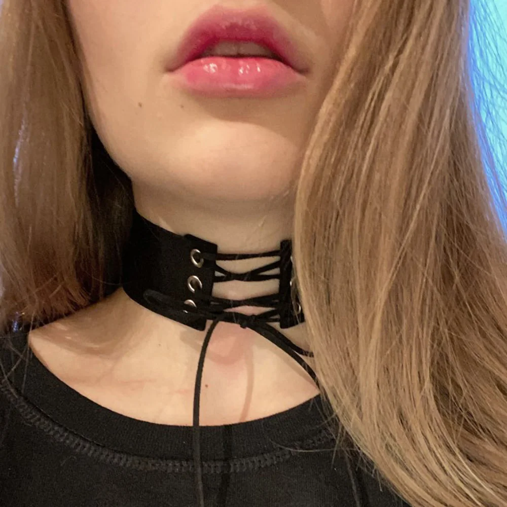 Koreanische Mode Schwarz Leder Samt Halsband Halskette Punk Gothic Schmuck Halsband Vintage Goth Halskette für Frauen Geschenke Collier – Detail 9