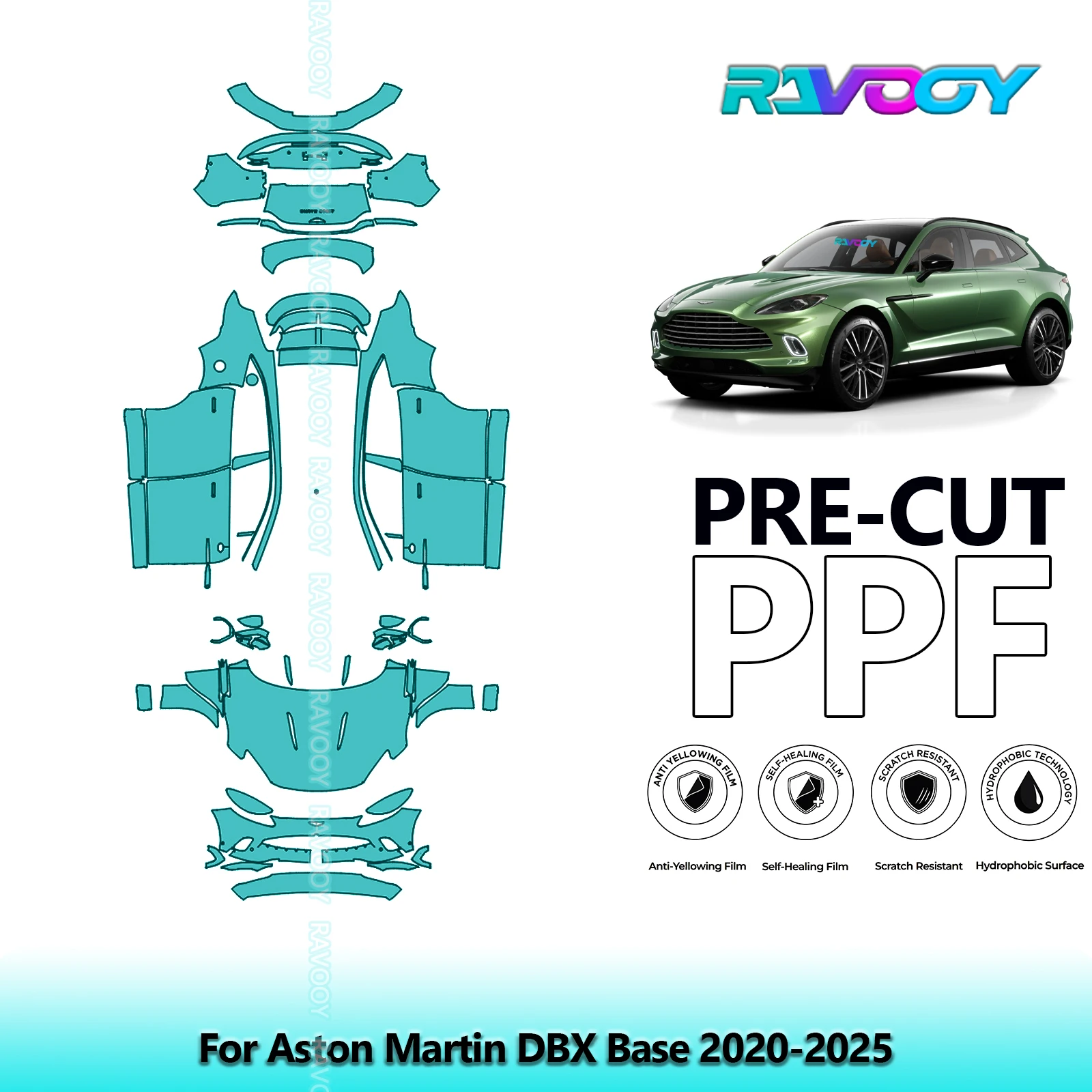 RAVOOY 8.5Mil Custom-Fit Precut TPU PPF Full Vehicle Clear Bra Stone Guard EU UK For Aston Martin DBX Base 2020-2026