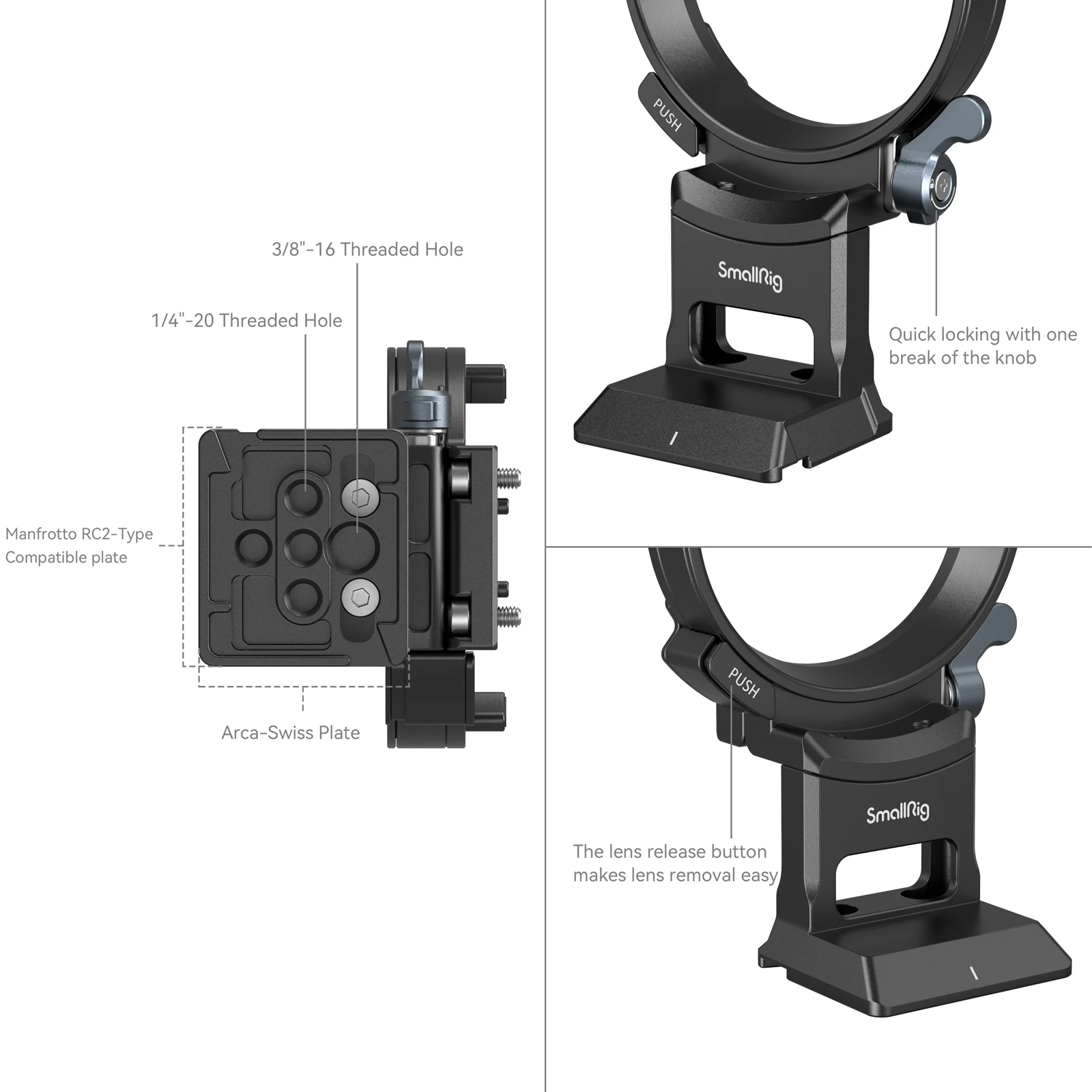 SmallRig Horizontal-to-Vertical Mount Plate for Sony Alpha 7C II / Alpha 7CR to be used with Cage 4422 or Baseplate 4438 -4424