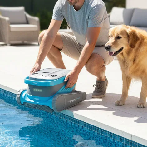 High Suction High Quality Outdoor Portable Corded Cleaning Robot Pool Cleaner Automatic Vacuum Eco-Friendly IP68 Waterproof Dual