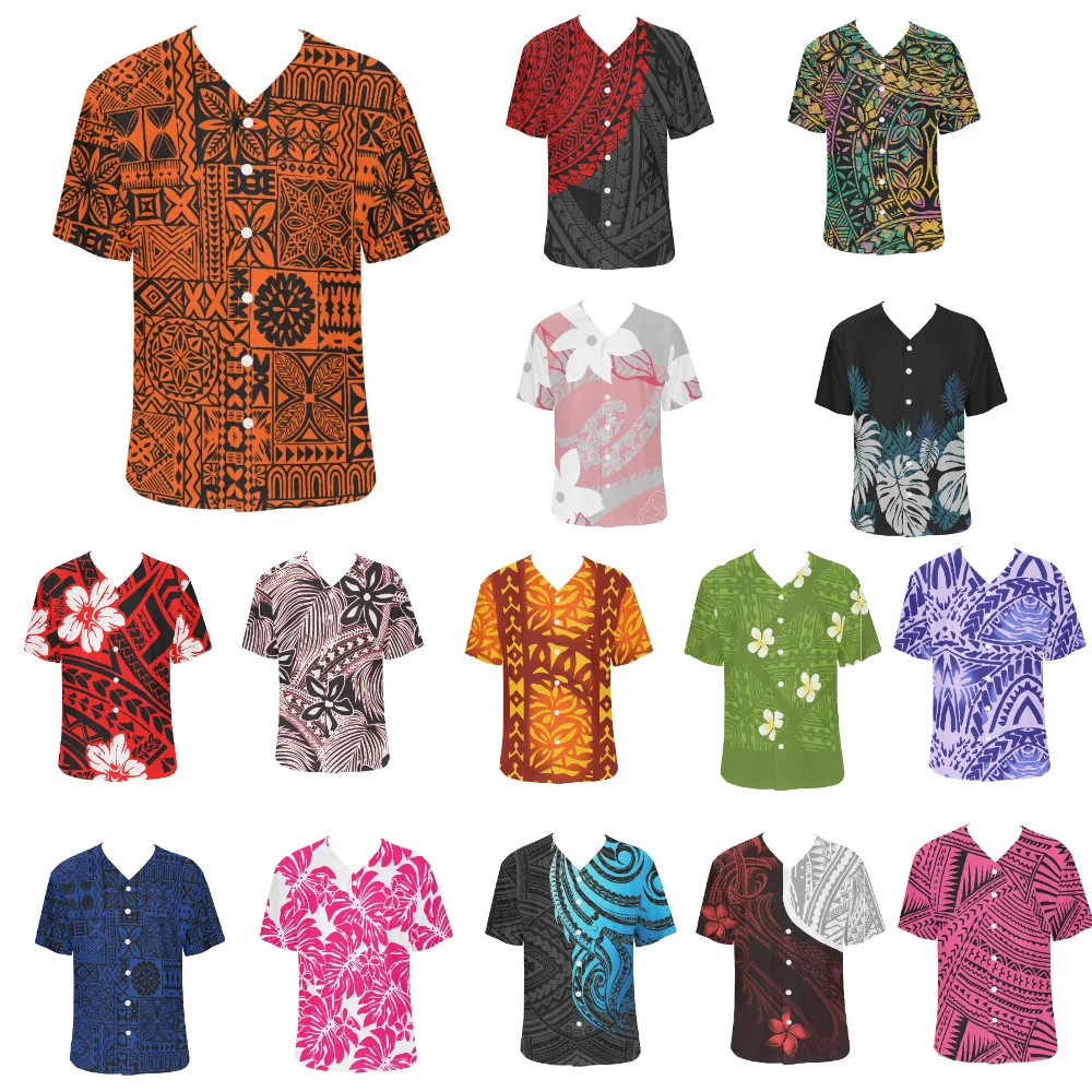 Summer Hot Sell Custom Men'S Baseball Jerseys Samoa Fiji Hawaiian Print Uniform Polynesian Tribal Clothing